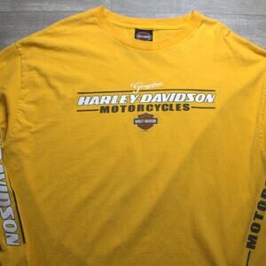 Harley Davidson T-Shirt Mens XL Yellow Long Sleeve Crew Neck Wolverine MI